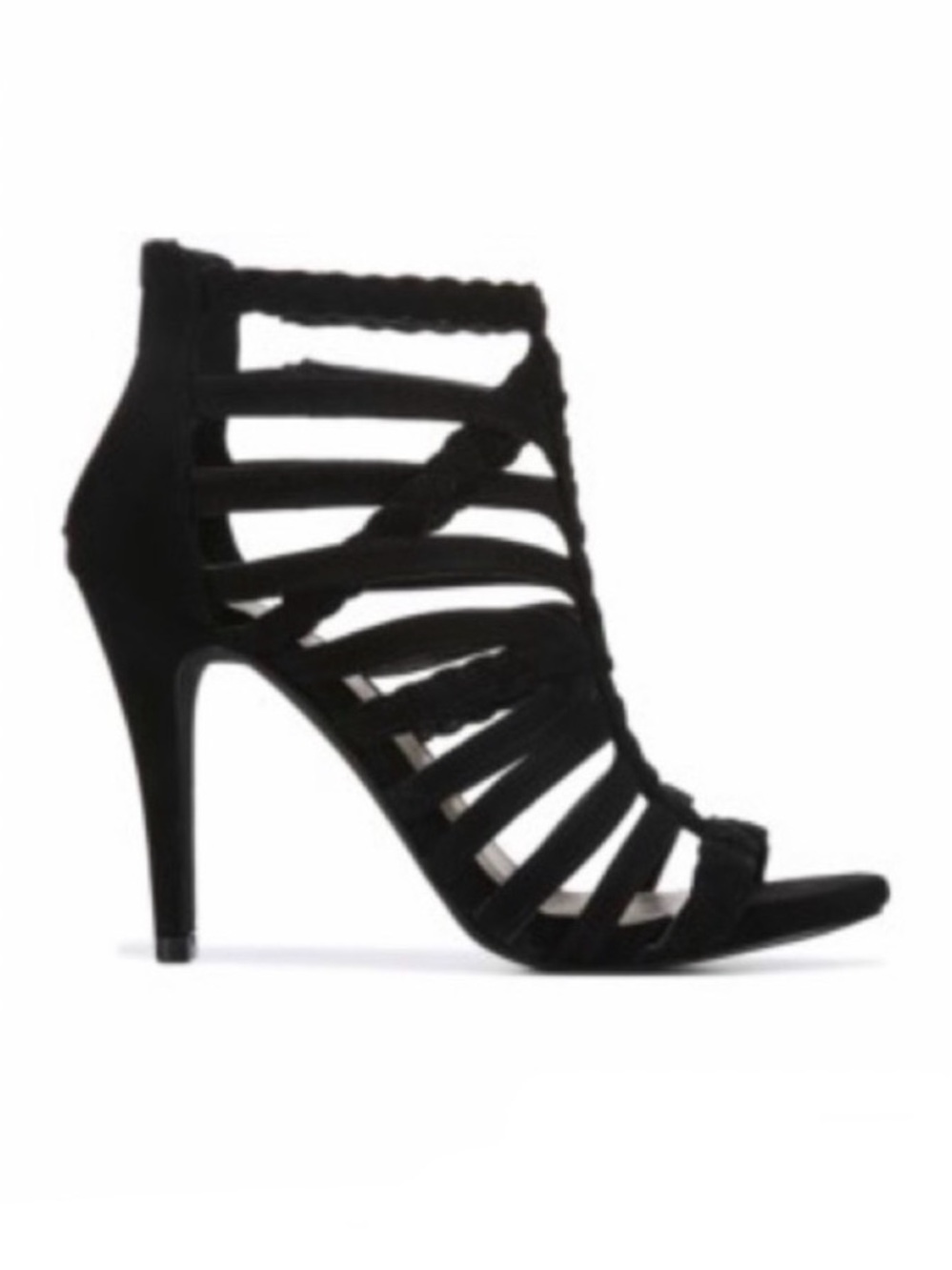 FERGIE Black Hampton High Heel Cage Sandal Shoes Size 10